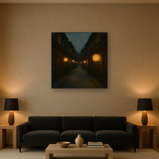Old Kyoto Gion Alley in Soft Lantern Light No. 16 Oil Painting - View 2