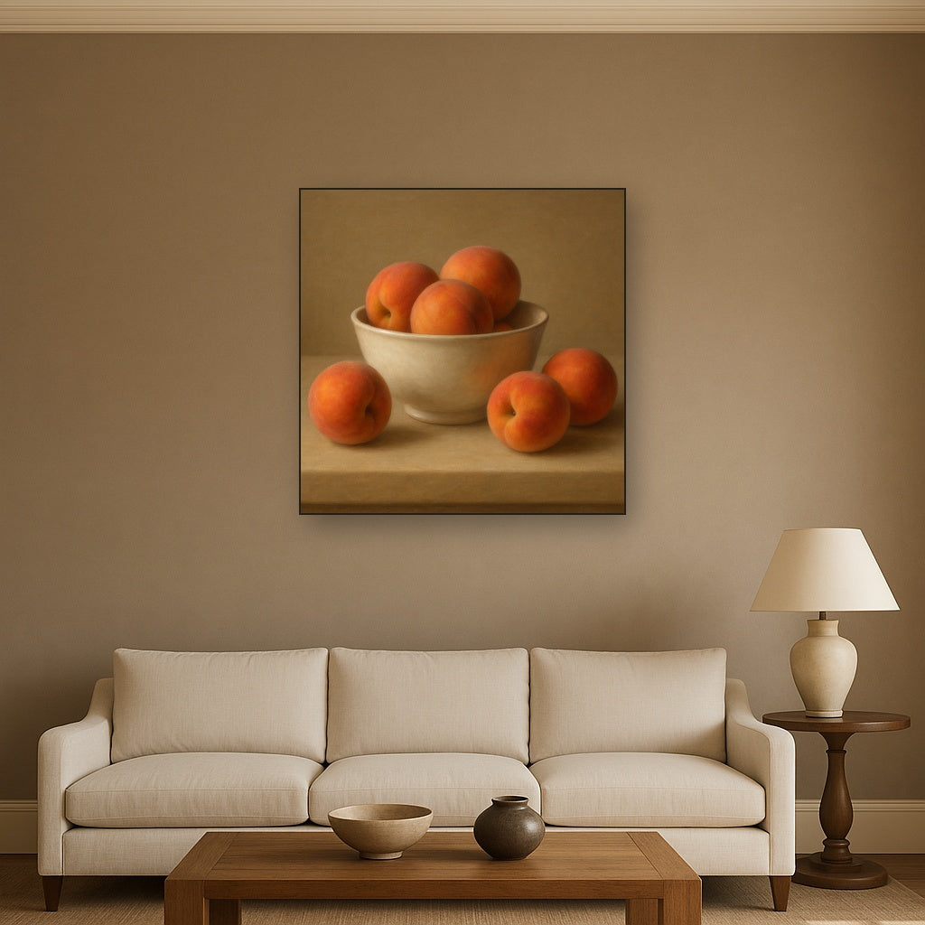 Heirloom Peaches & White Ceramic Bowl No. 4 Oil Painting - View 2