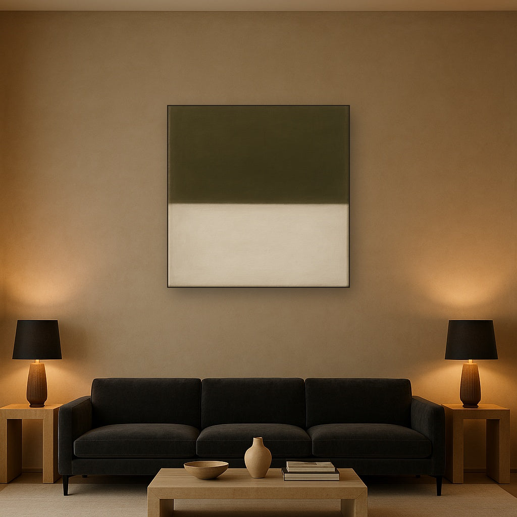 Sage Olive & Alabaster Balance No. 3 - Modern Fine Art Oil Painting - View 2