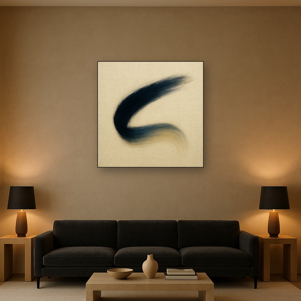 Monochrome Brushstroke Void No. 5 - Modern Fine Art Oil Painting - View 2