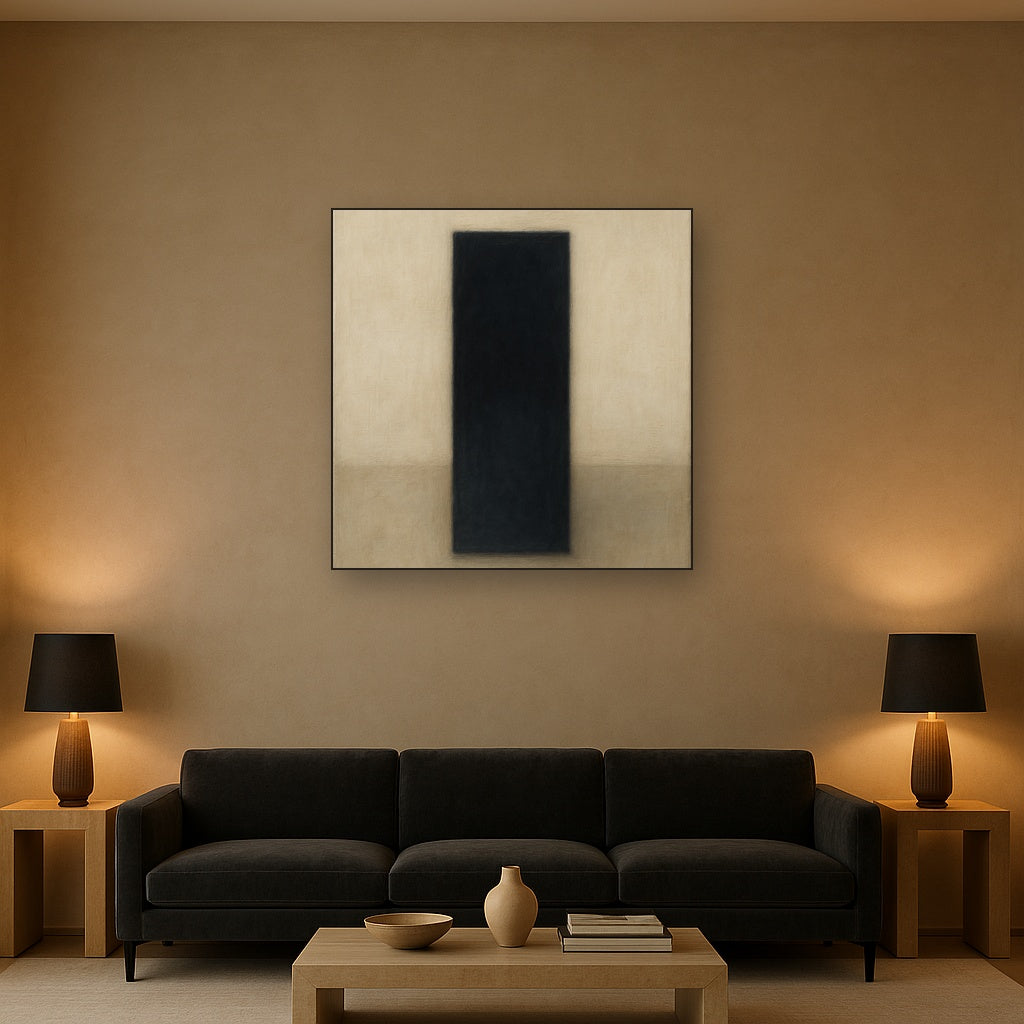 Deep Charcoal & Bone Monolith No. 1 - Modern Fine Art Oil Painting - View 2