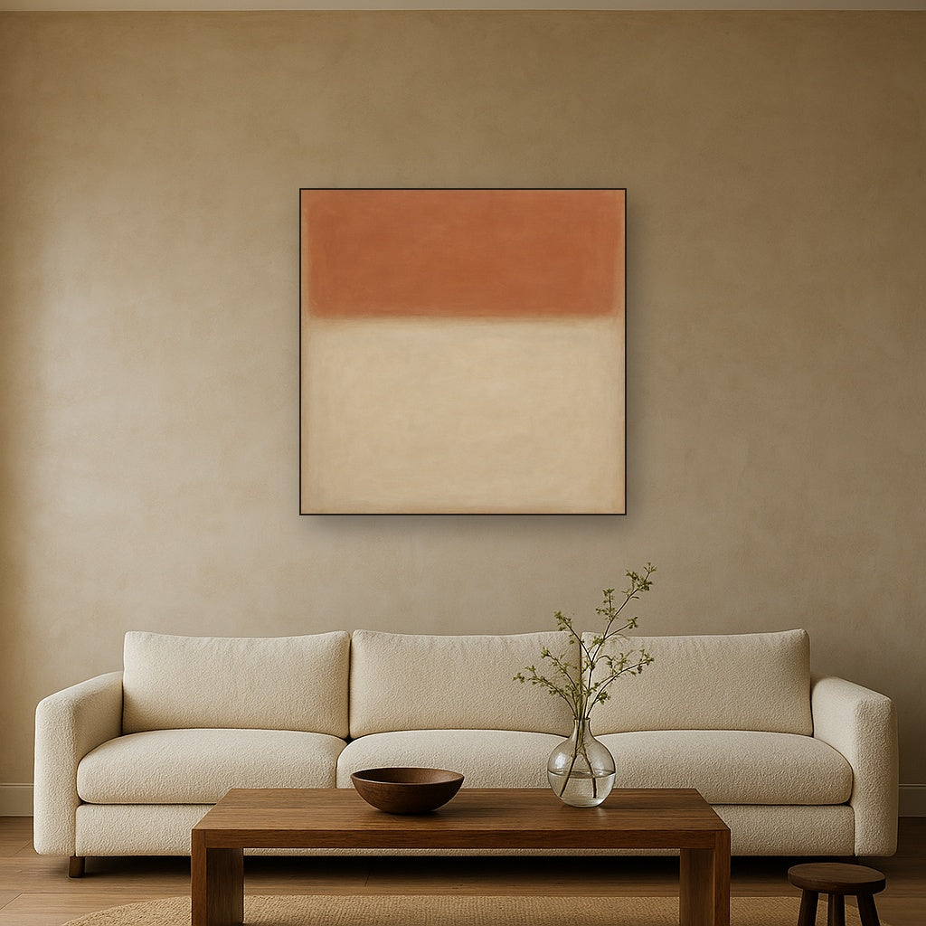 Terracotta & Greige Earth Bands No. 6 - Modern Fine Art Oil Painting - View 2