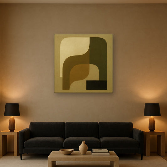 Minimalist Asymmetrical Balance in Raw Umber No. 2 Oil Painting - View 2