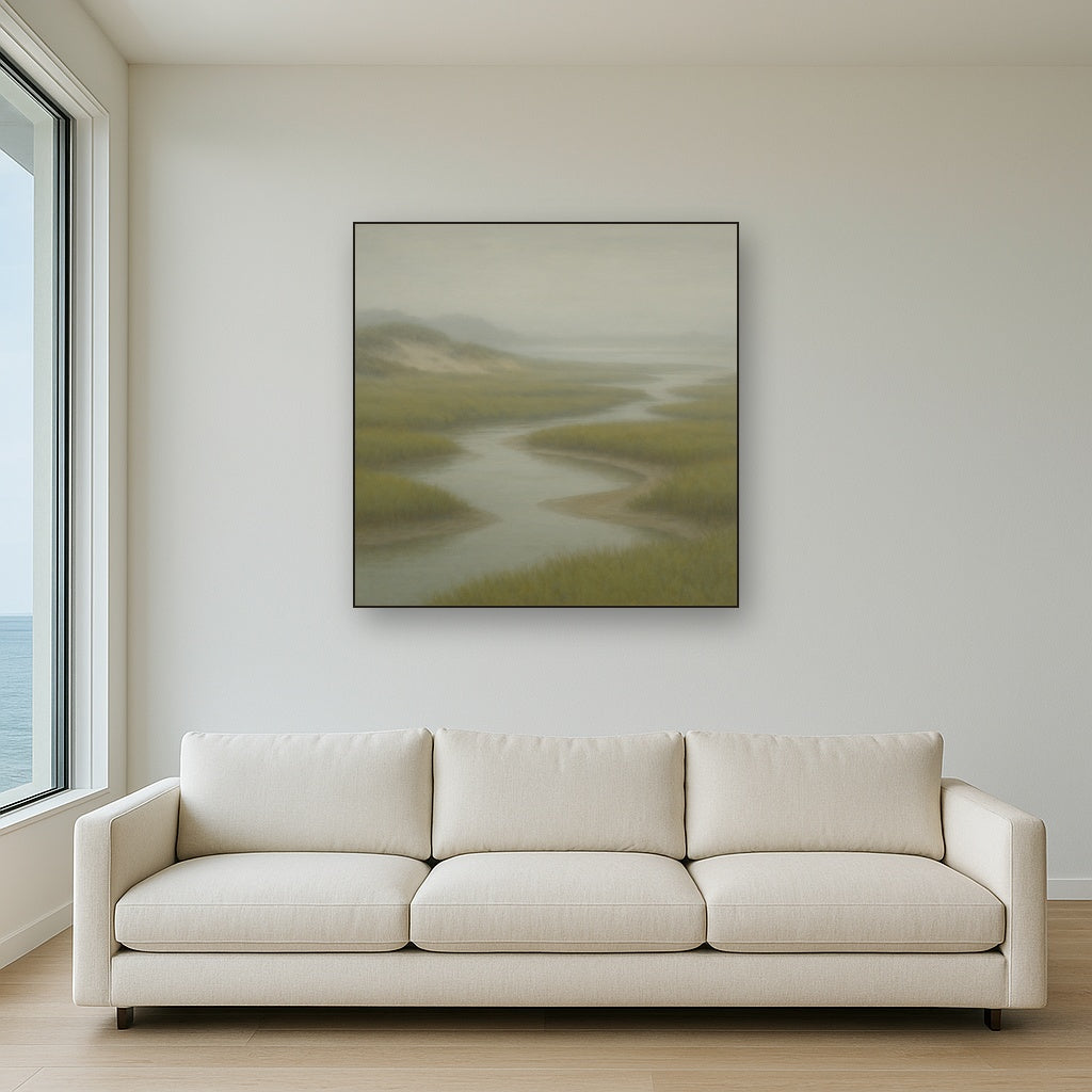 Morning Fog over Cape Cod Tidal Marsh No. 10 Oil Painting - View 2