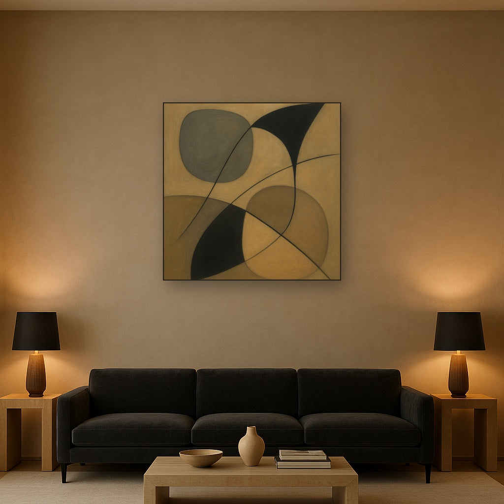 Organic Pebble Contours & Slanted Lines No. 13 Oil Painting - View 2