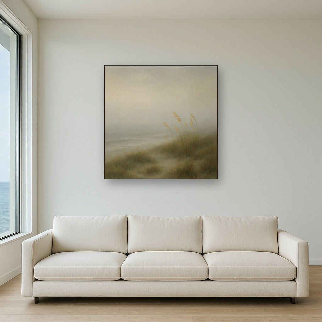 Ethereal Coastal Sea Fog over Silent Dunes No. 7 Fine Art Oil Painting - View 2
