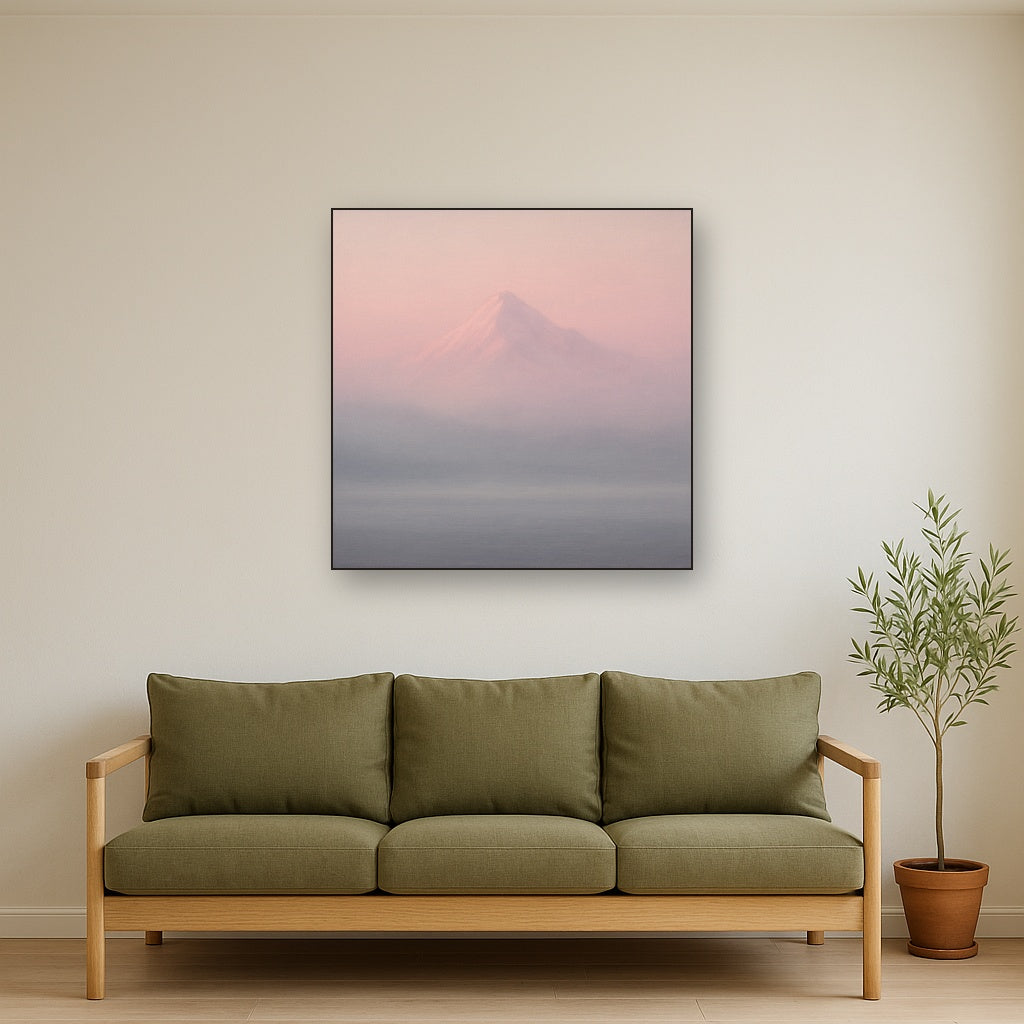 Pale Alpenglow over Distant Glacial Peak No. 7 Oil Painting - View 2