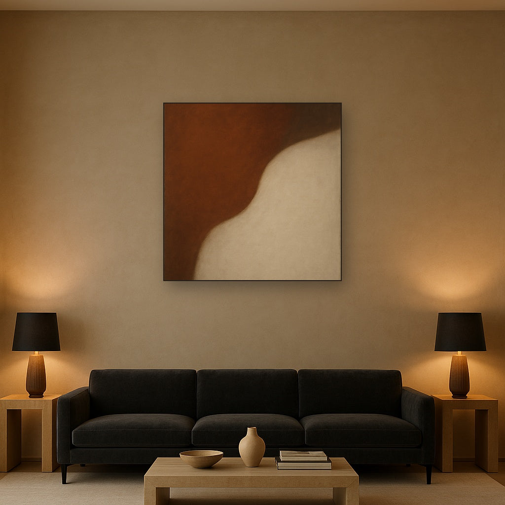 Burnt Umber & Greige Duet No. 7 - Modern Fine Art Oil Painting - View 2