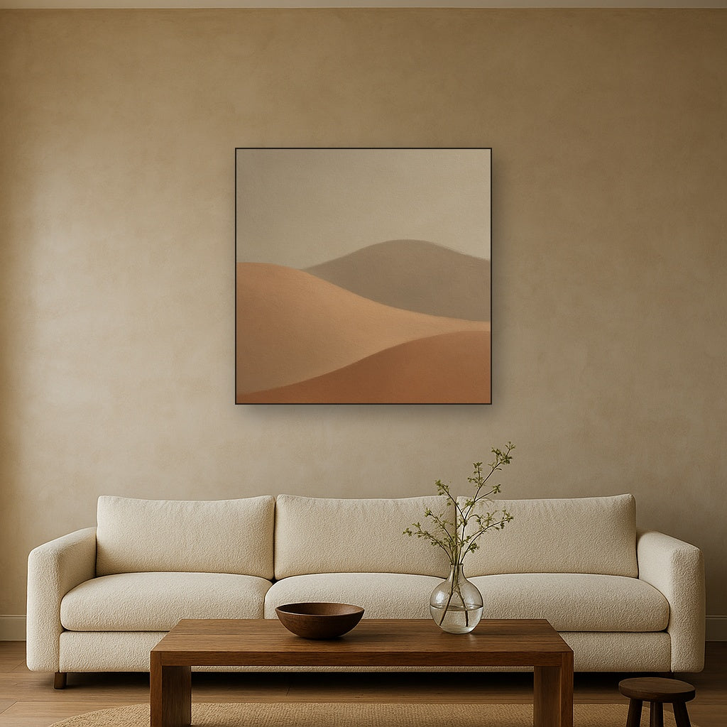 Muted Desert Dune Geometry No. 8 - Modern Fine Art Oil Painting - View 2
