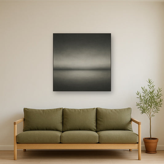 Monochrome Charcoal Drift & Soft Sfumato Horizon No. 11 Oil Painting - View 2