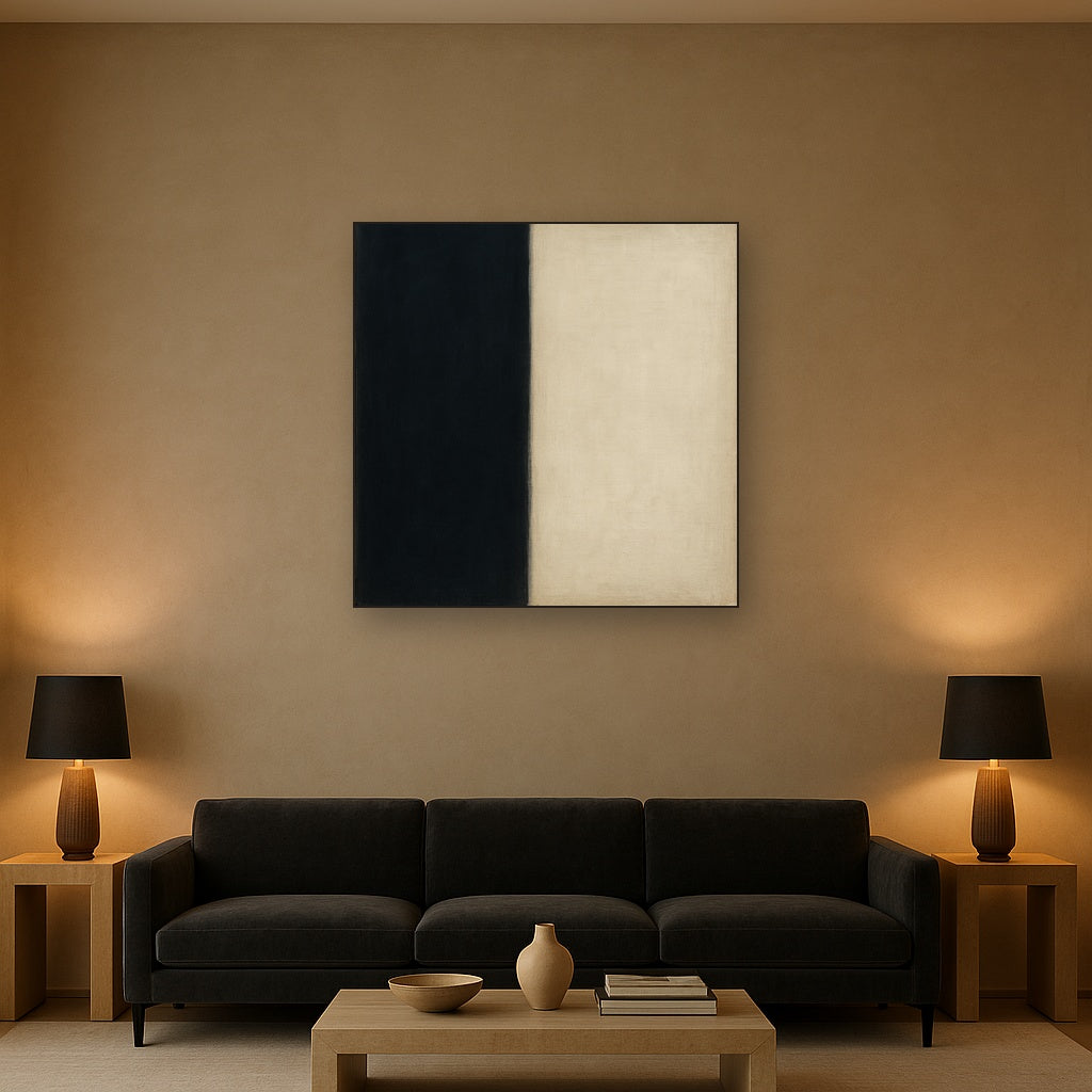 Deep Charcoal & Bone Monolith No. 1 - Modern Fine Art Oil Painting - View 2