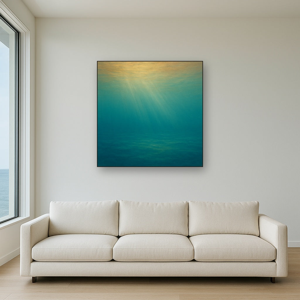 Minimalist Aquamarine Reef Void No. 10 - Modern Fine Art Oil Painting - View 2