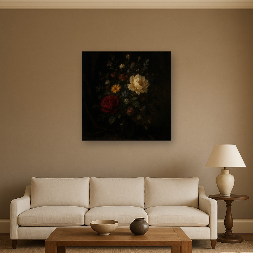 Moody Dutch Master Dark Floral Still Life No. 13 Fine Art Oil Painting - View 2