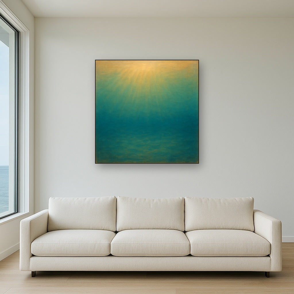 Minimalist Aquamarine Reef Void No. 10 - Modern Fine Art Oil Painting - View 2