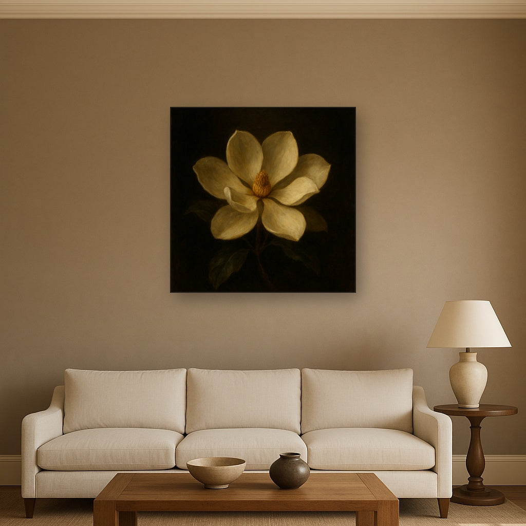 Magnolia Blossom in Quiet Chiaroscuro No. 3 Fine Art Oil Painting - View 2