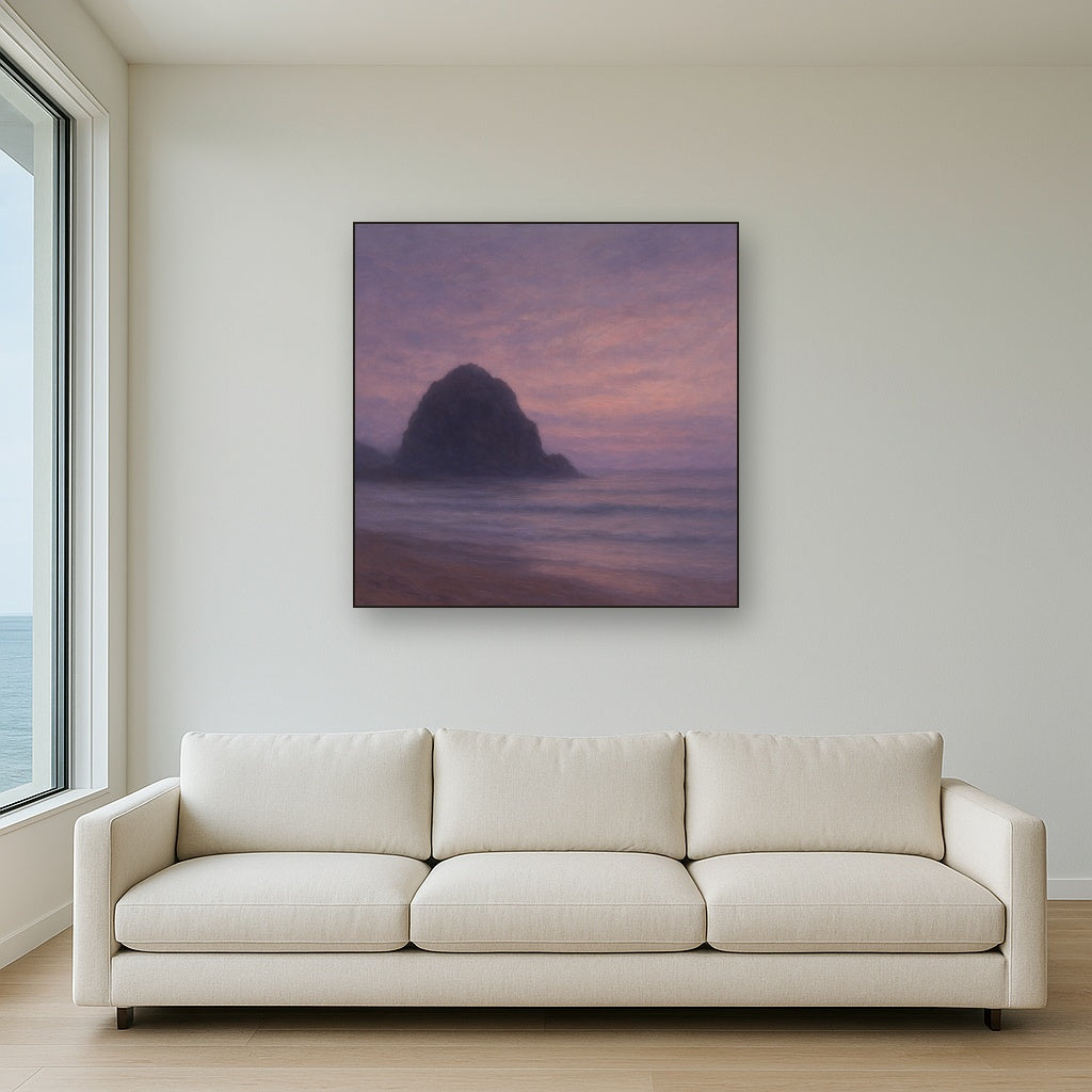 Dusky Twilight Seascape with Lavender Mist No. 9 Fine Art Oil Painting - View 2