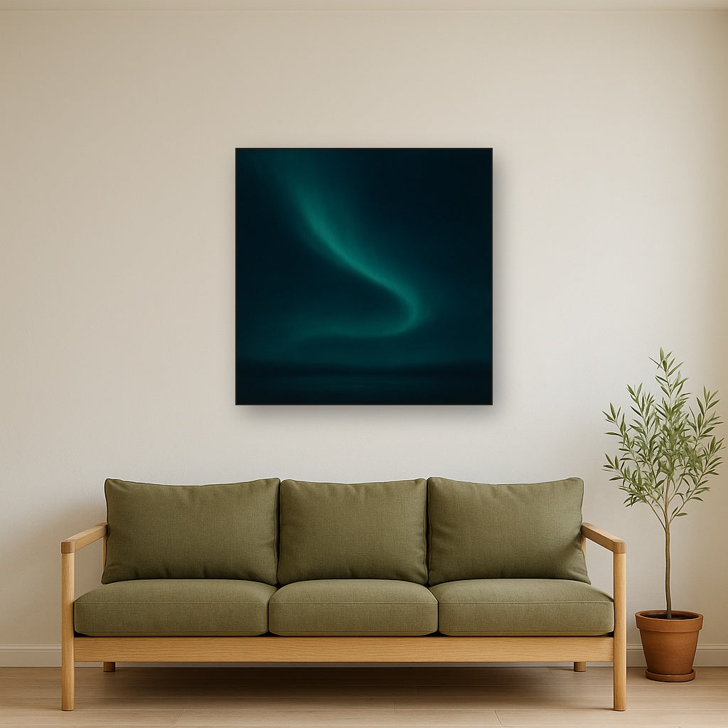 Aurora Borealis Veil in Deep Midnight Indigo No. 3 Oil Painting - View 2