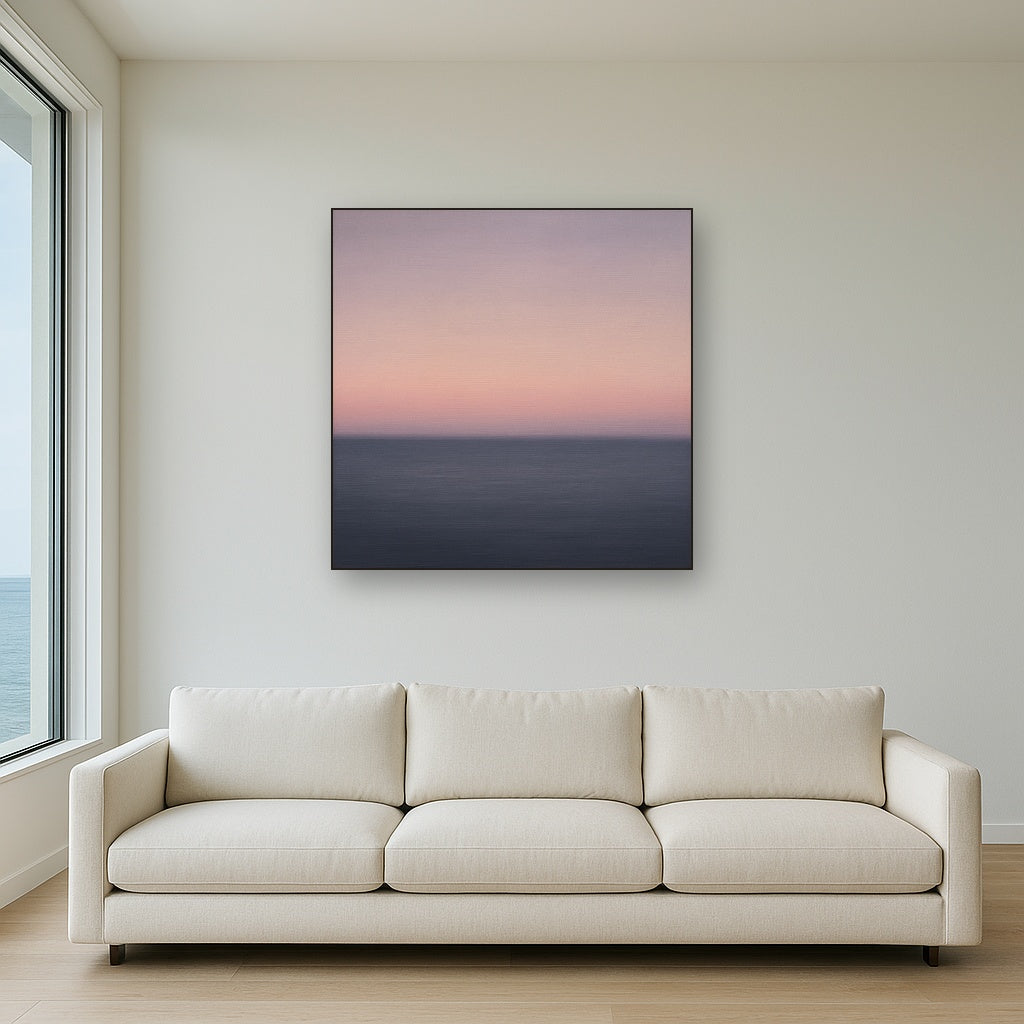 Dusk Horizon in Pale Lavender & Slate No. 3 - Modern Fine Art Oil Painting - View 2