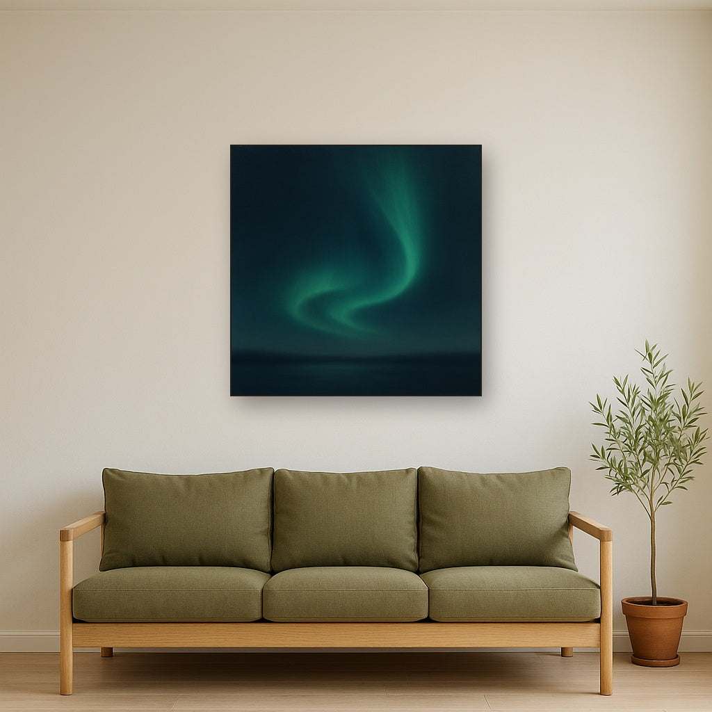 Aurora Borealis Veil in Deep Midnight Indigo No. 12 Oil Painting - View 2