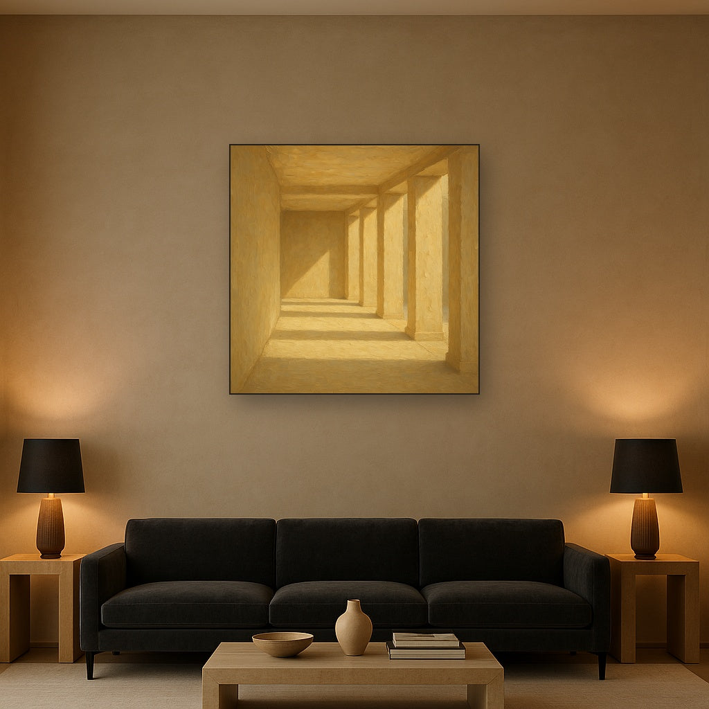 Minimalist Colonnade Light Passage No. 6 Oil Painting - Styled in Modern Living Room