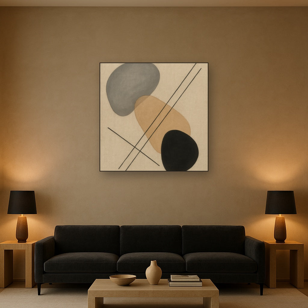 Organic Pebble Contours & Slanted Lines No. 2 Oil Painting - View 2