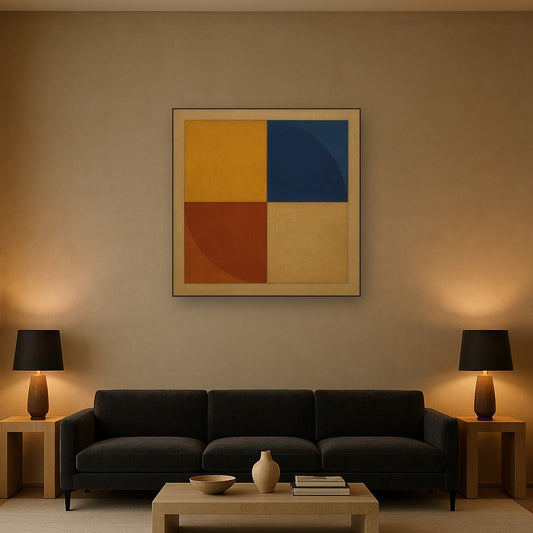 Bauhaus Quadrant Harmony in Primary Earth Tones No. 24 Oil Painting - View 2