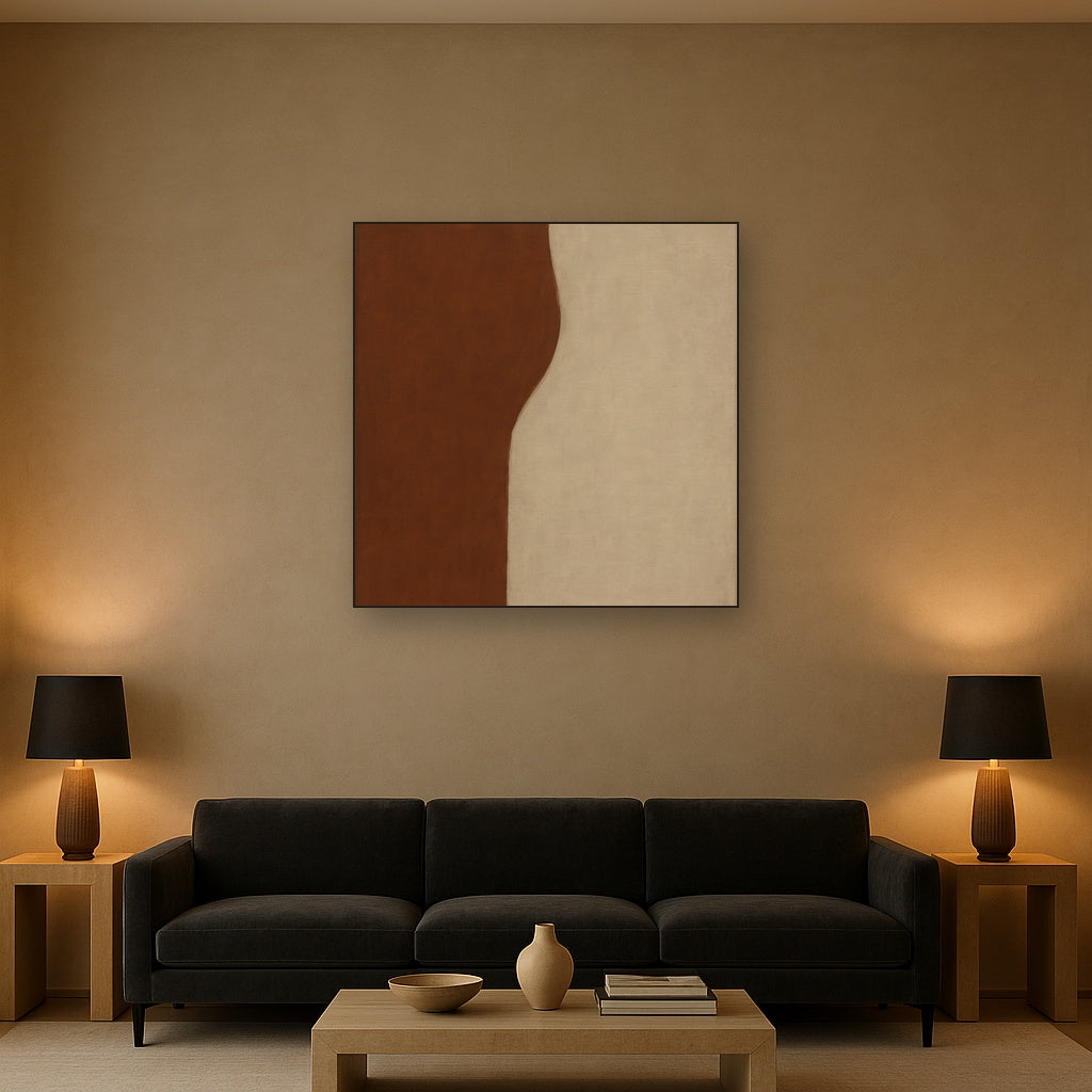 Burnt Umber & Greige Duet No. 7 - Modern Fine Art Oil Painting - View 2