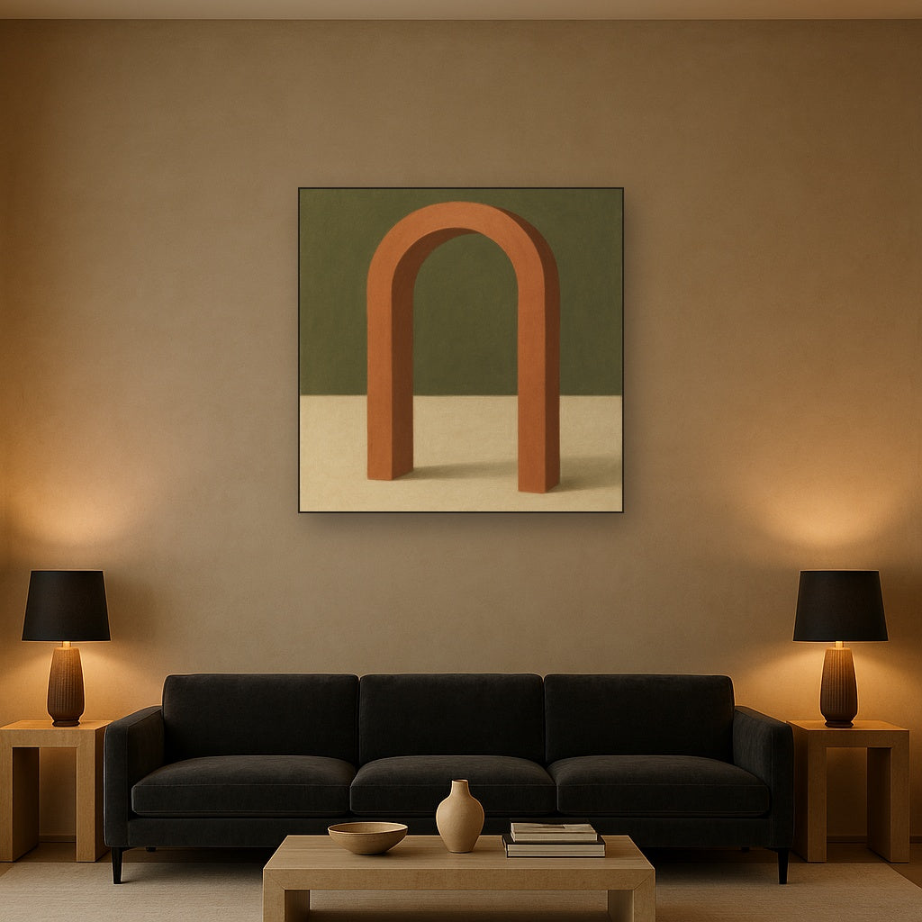 Terracotta Clay & Cream Arch No. 4 - Modern Fine Art Oil Painting - View 2