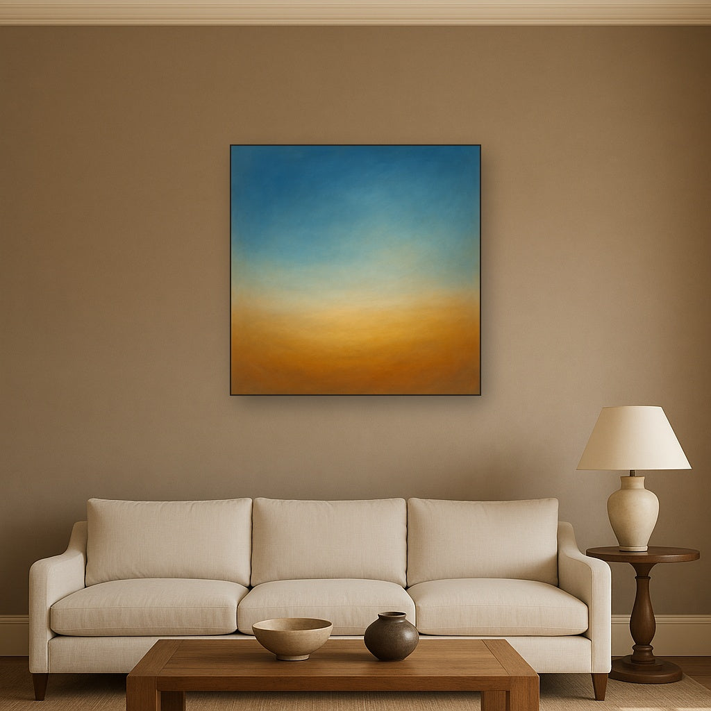 Celestial Azure & Warm Ochre Equilibrium No. 8 Oil Painting - View 2