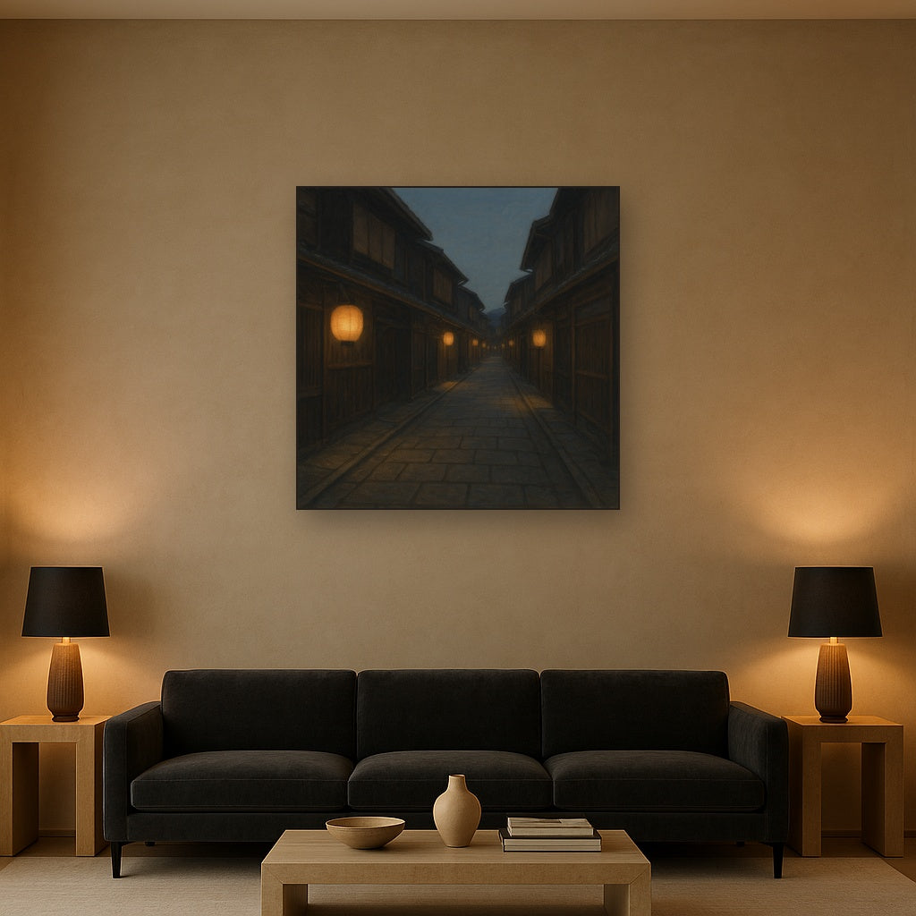 Old Kyoto Gion Alley in Soft Lantern Light No. 12 Oil Painting - View 2