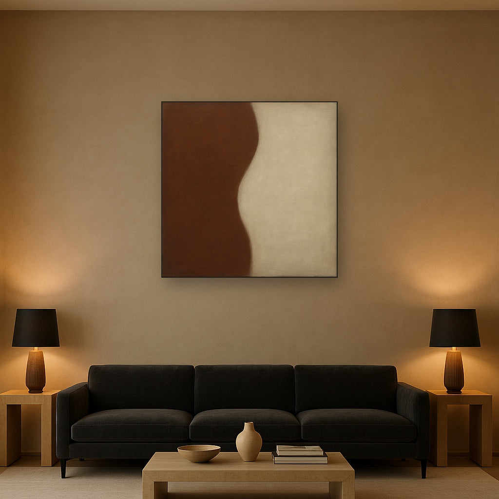 Burnt Umber & Greige Duet No. 7 - Modern Fine Art Oil Painting - View 2
