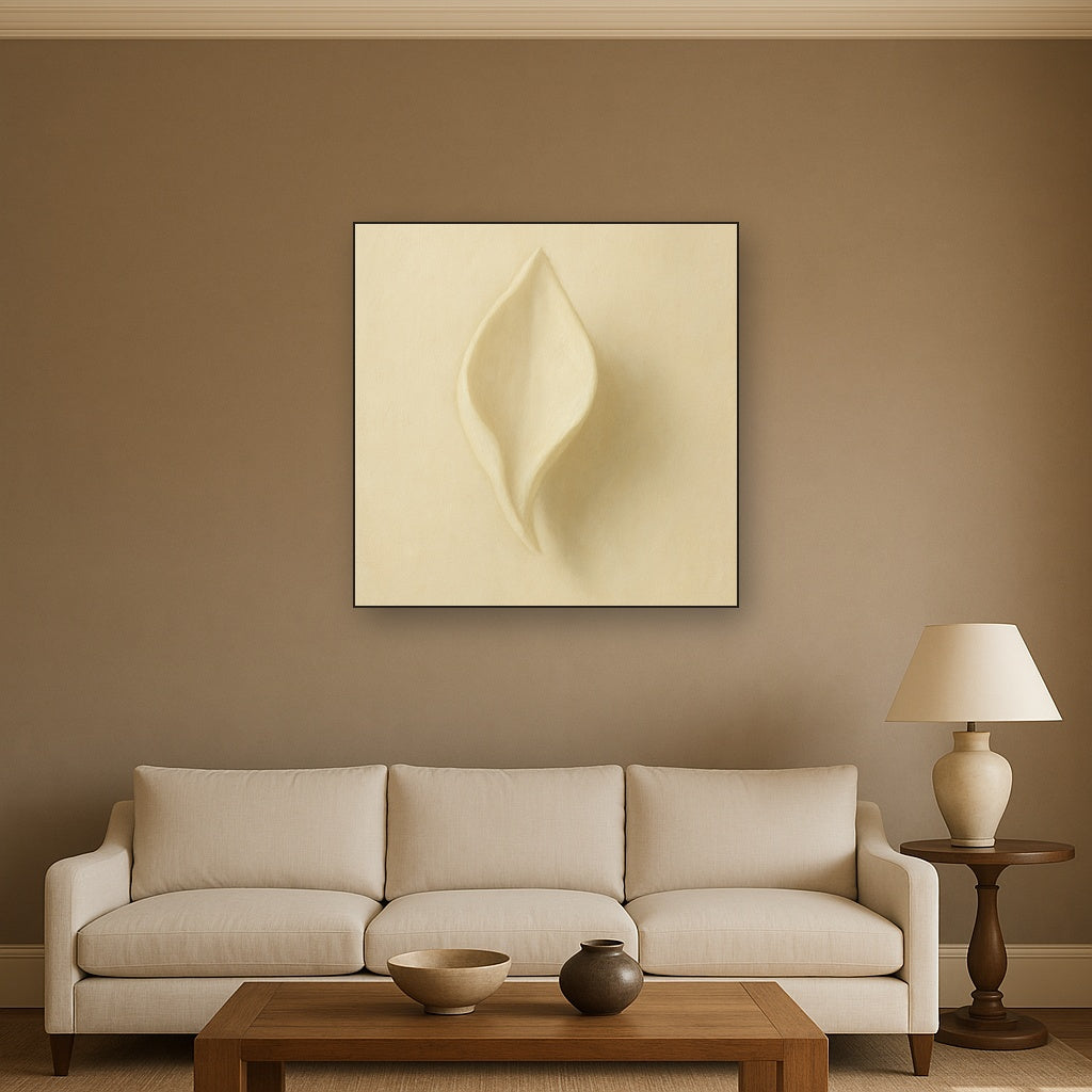Sculpted Ivory Floral Contour No. 1 - Modern Fine Art Oil Painting - View 2