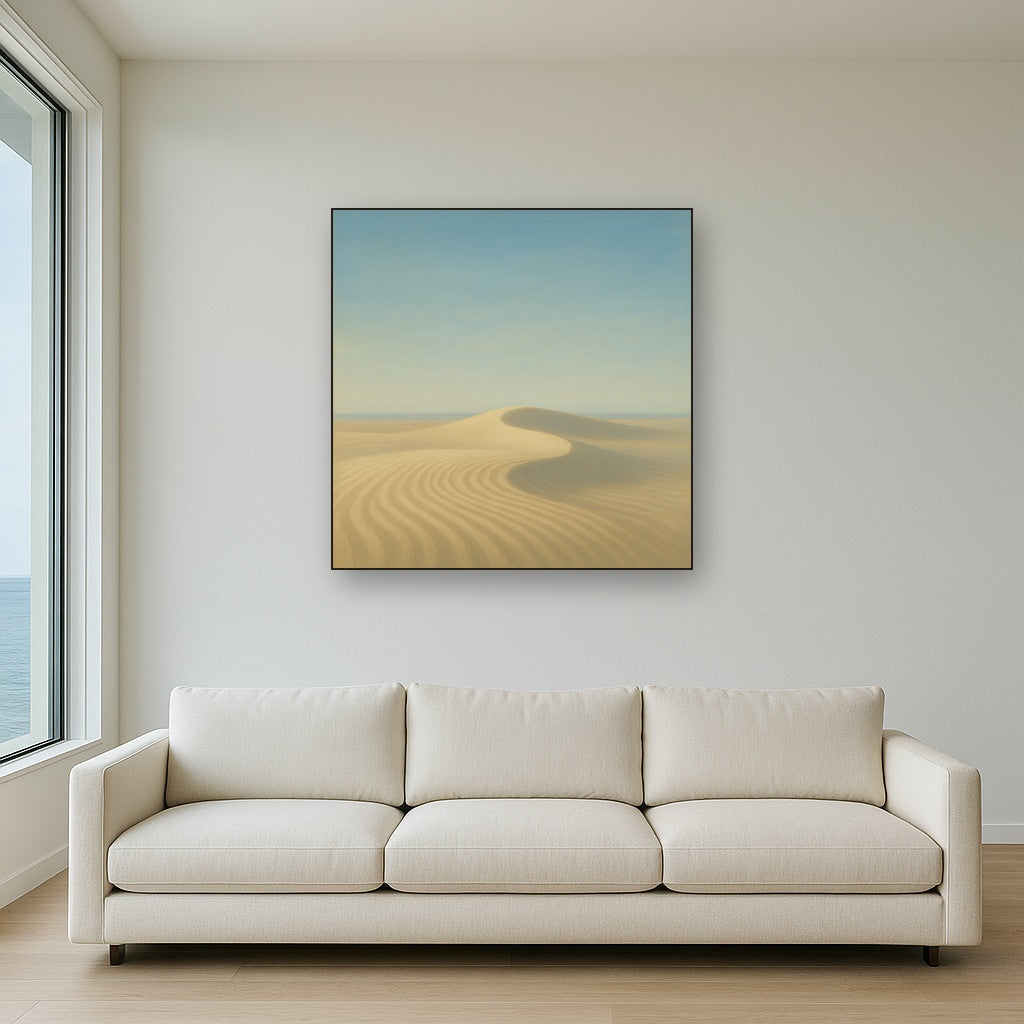 Minimalist Sand Dunes under Expansive Sky Fine Art Oil Painting - View 2