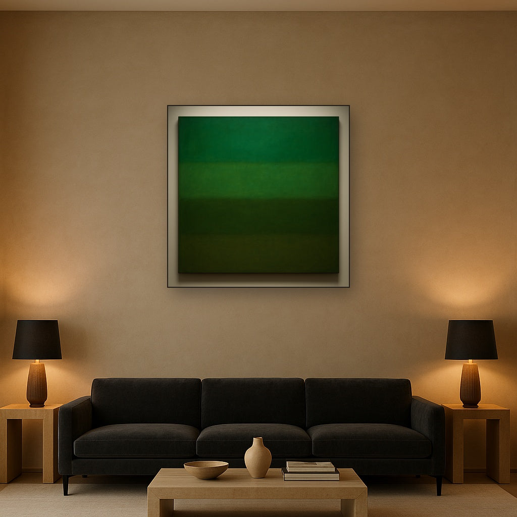 Forest Emerald & Deep Moss Contemplative Field No. 27 Oil Painting - View 2