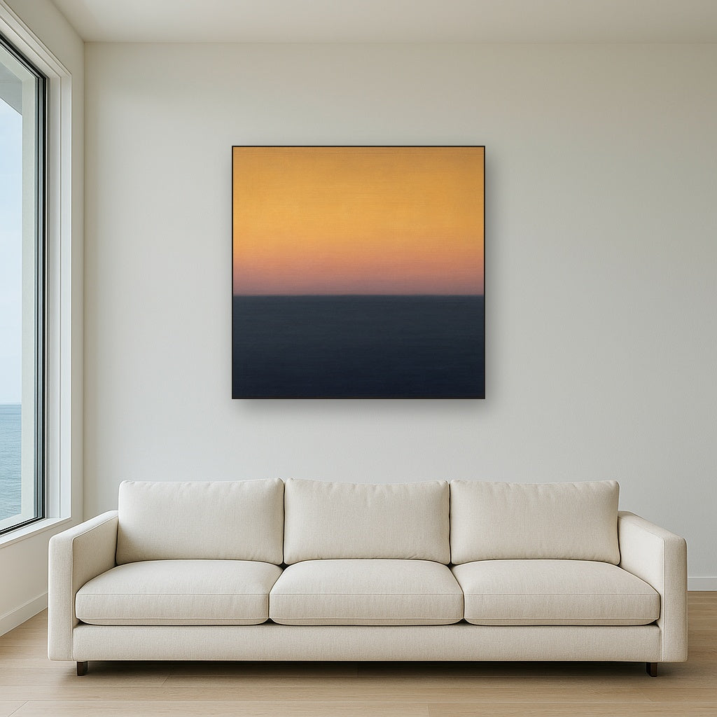 Dusk Horizon in Pale Lavender & Slate No. 3 - Modern Fine Art Oil Painting - View 2
