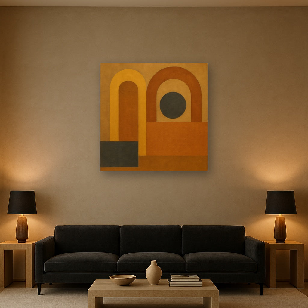 Arch & Circle Equilibrium in Warm Earth Tones Oil Painting - View 2