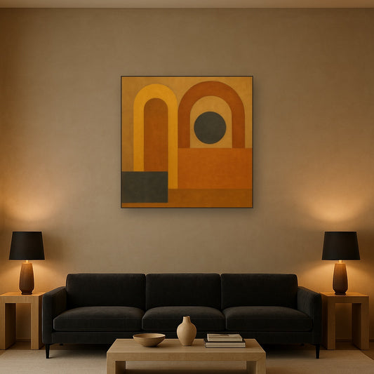Arch & Circle Equilibrium in Warm Earth Tones Oil Painting - View 2