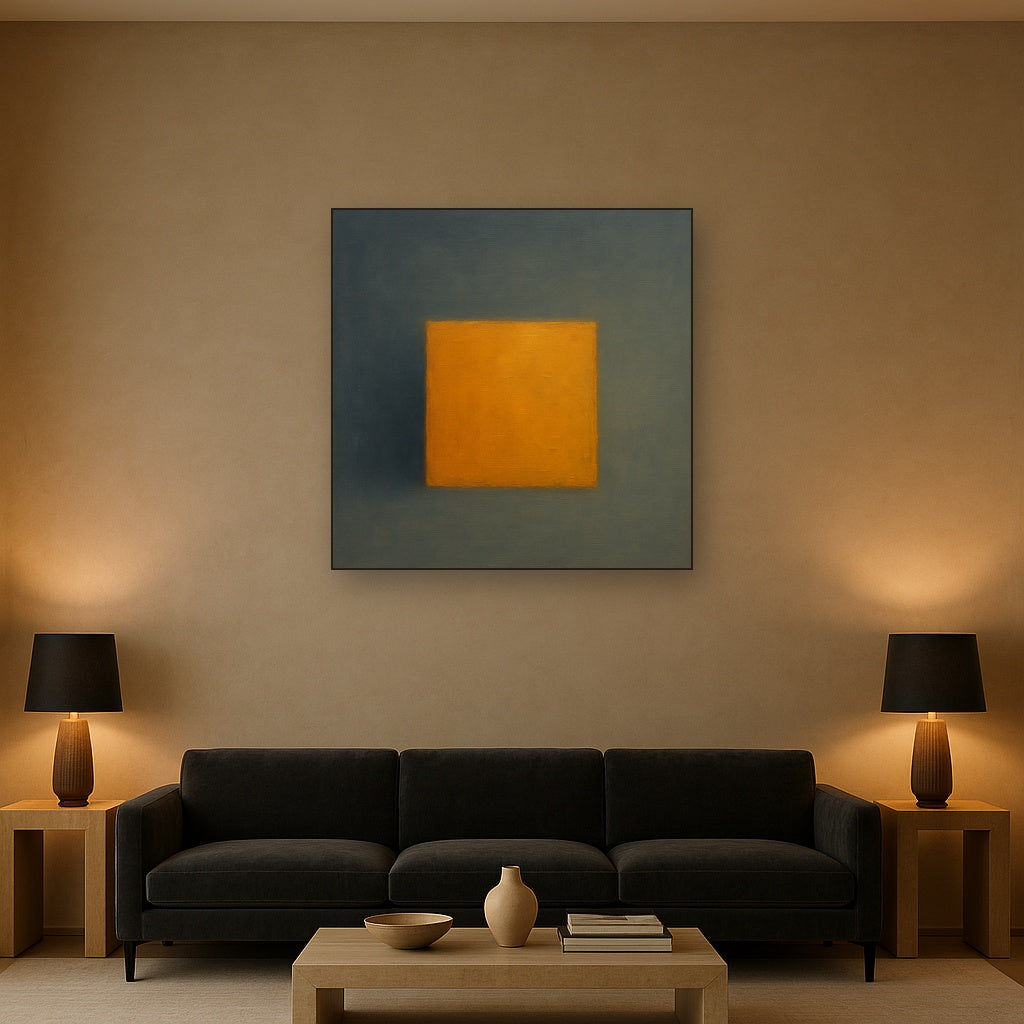 Cadmium Amber & Slate Grey Block No. 10 - Modern Fine Art Oil Painting - View 2