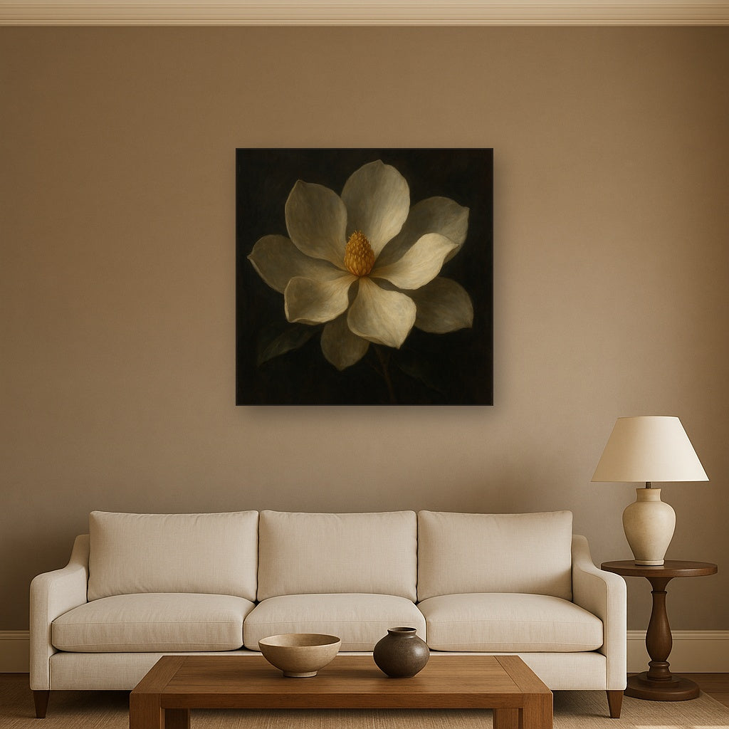 Magnolia Blossom in Quiet Chiaroscuro Fine Art Oil Painting - View 2