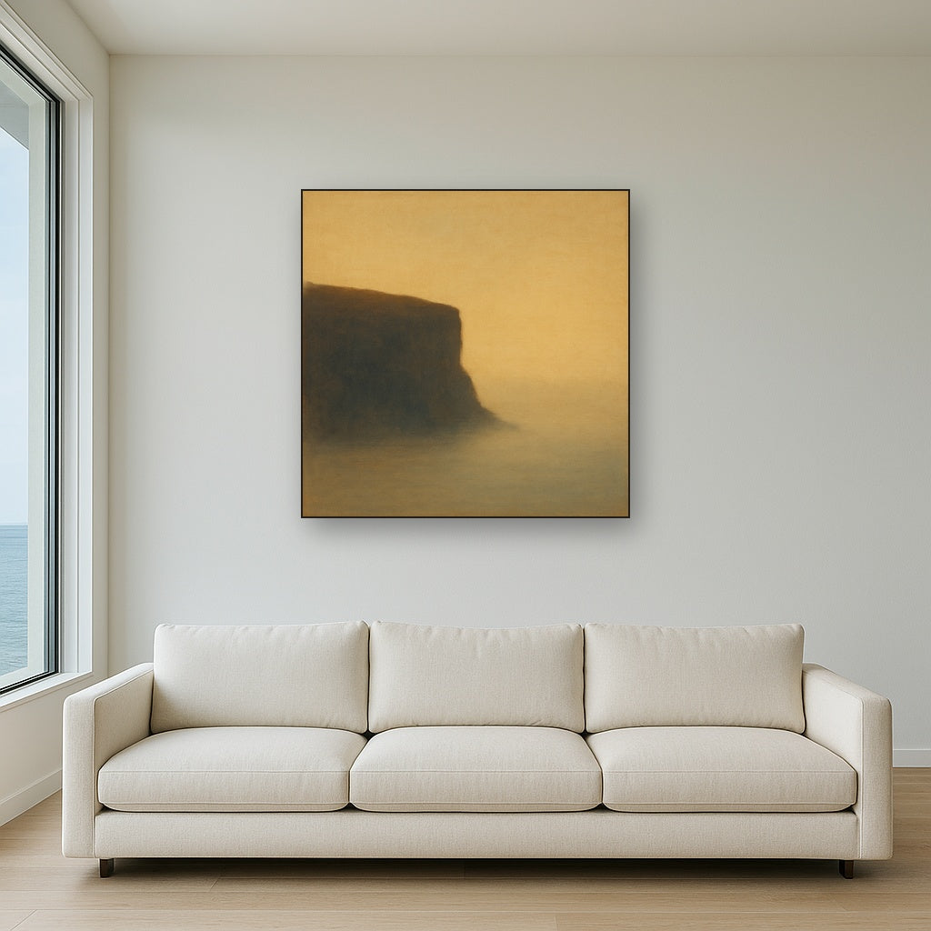 Solitary Headland in Fog No. 9 - Modern Fine Art Oil Painting - View 2
