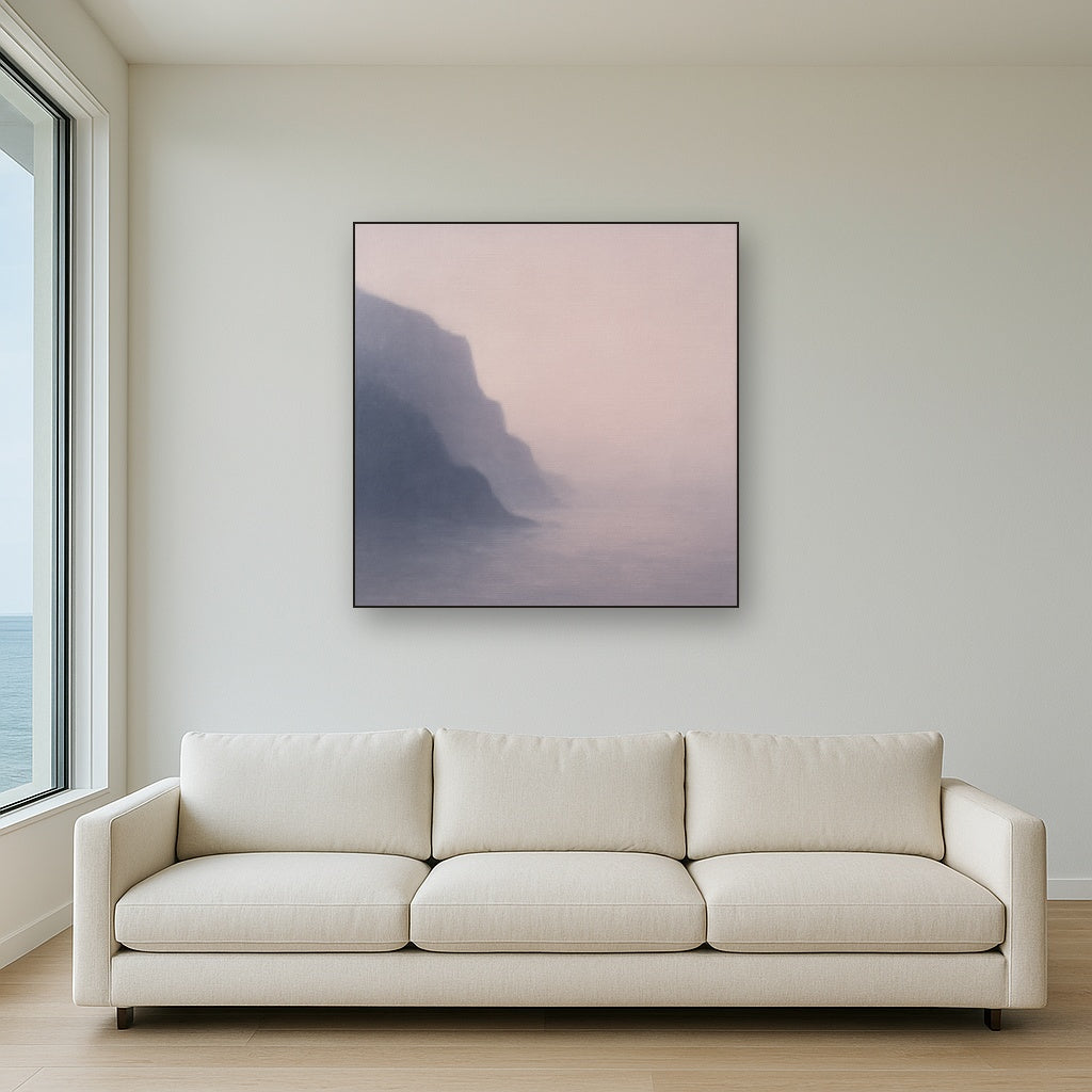 Solitary Headland in Fog No. 9 - Modern Fine Art Oil Painting - View 2