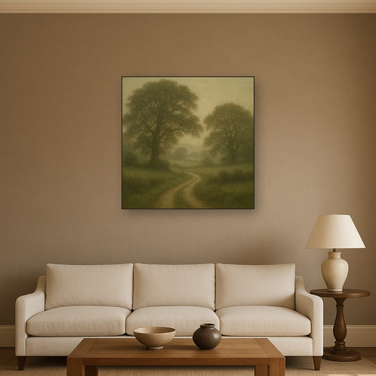 Misty English Countryside Lane No. 3 Oil Painting - View 2