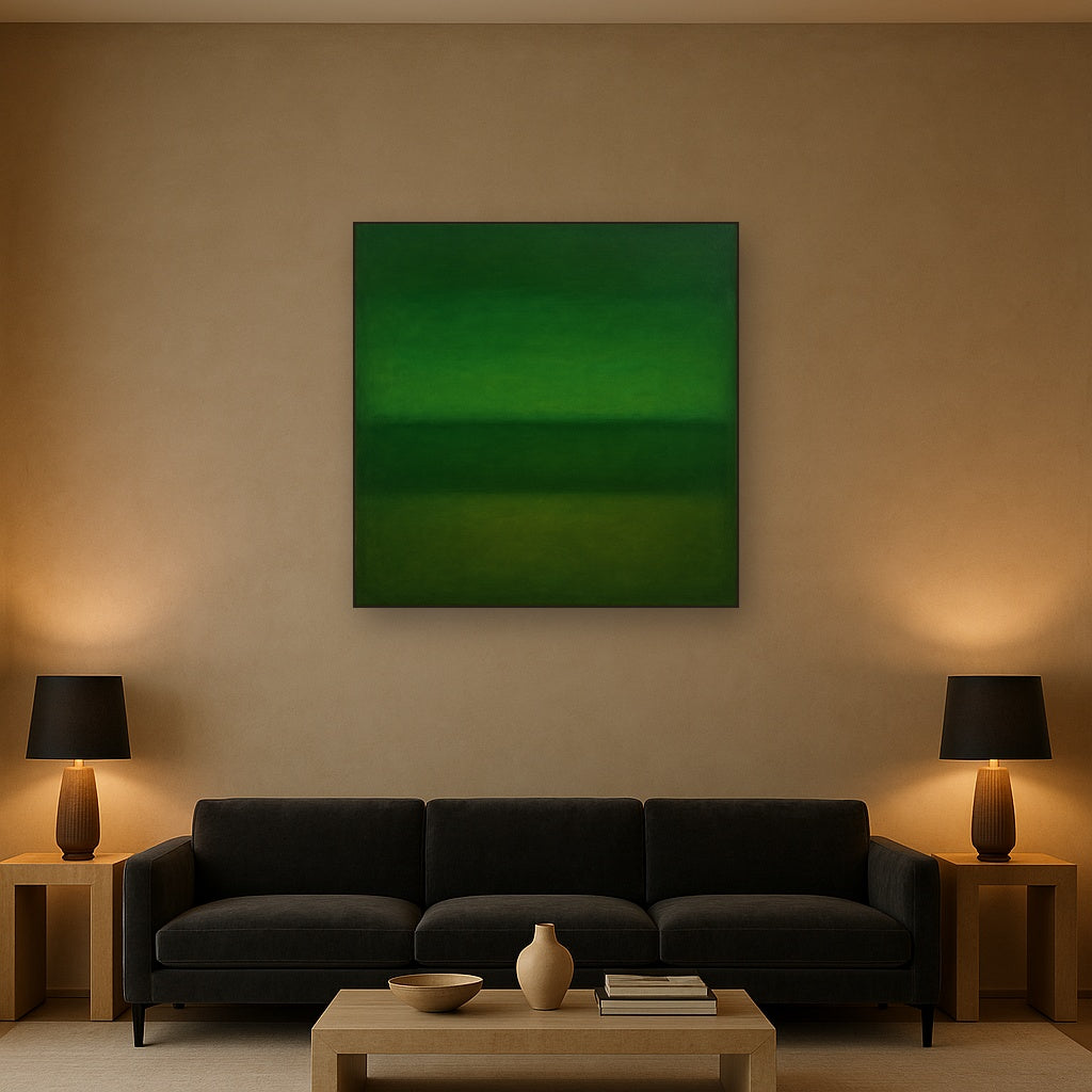 Forest Emerald & Deep Moss Contemplative Field No. 11 Oil Painting - View 2