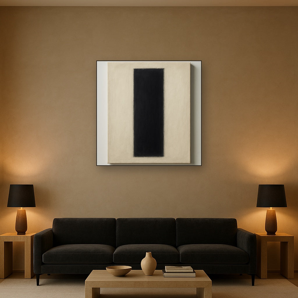 Deep Charcoal & Bone Monolith No. 1 - Modern Fine Art Oil Painting - View 2