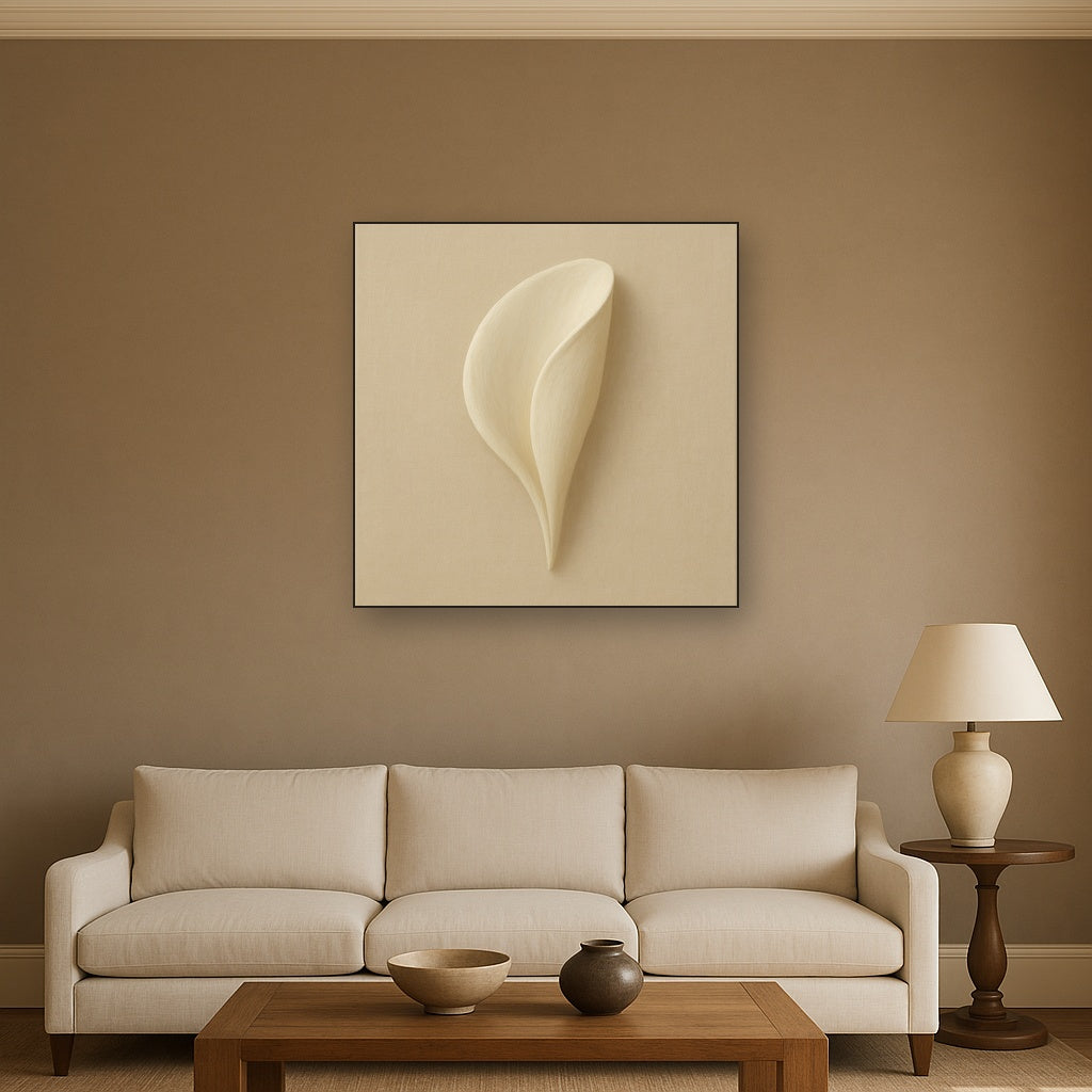Sculpted Ivory Floral Contour No. 1 - Modern Fine Art Oil Painting - View 2