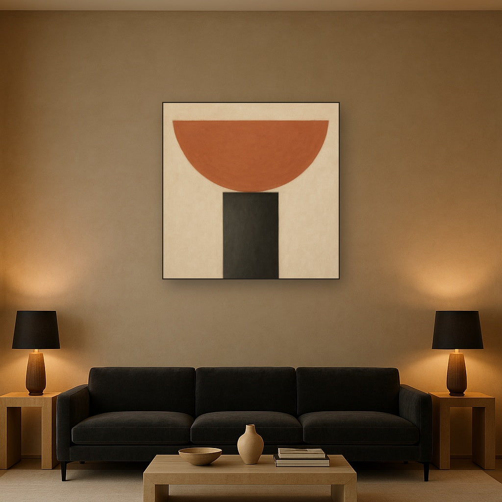 Semicircle Horizon & Minimalist Pillar No. 5 Oil Painting - View 2