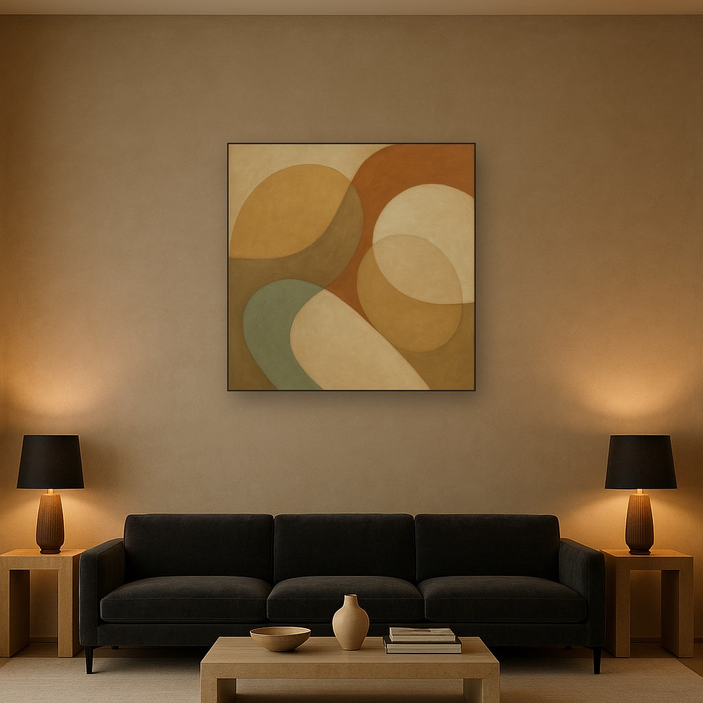 Organic Curved Shapes in Neutral Earth Pigments No. 2 Fine Art Oil Painting - View 2