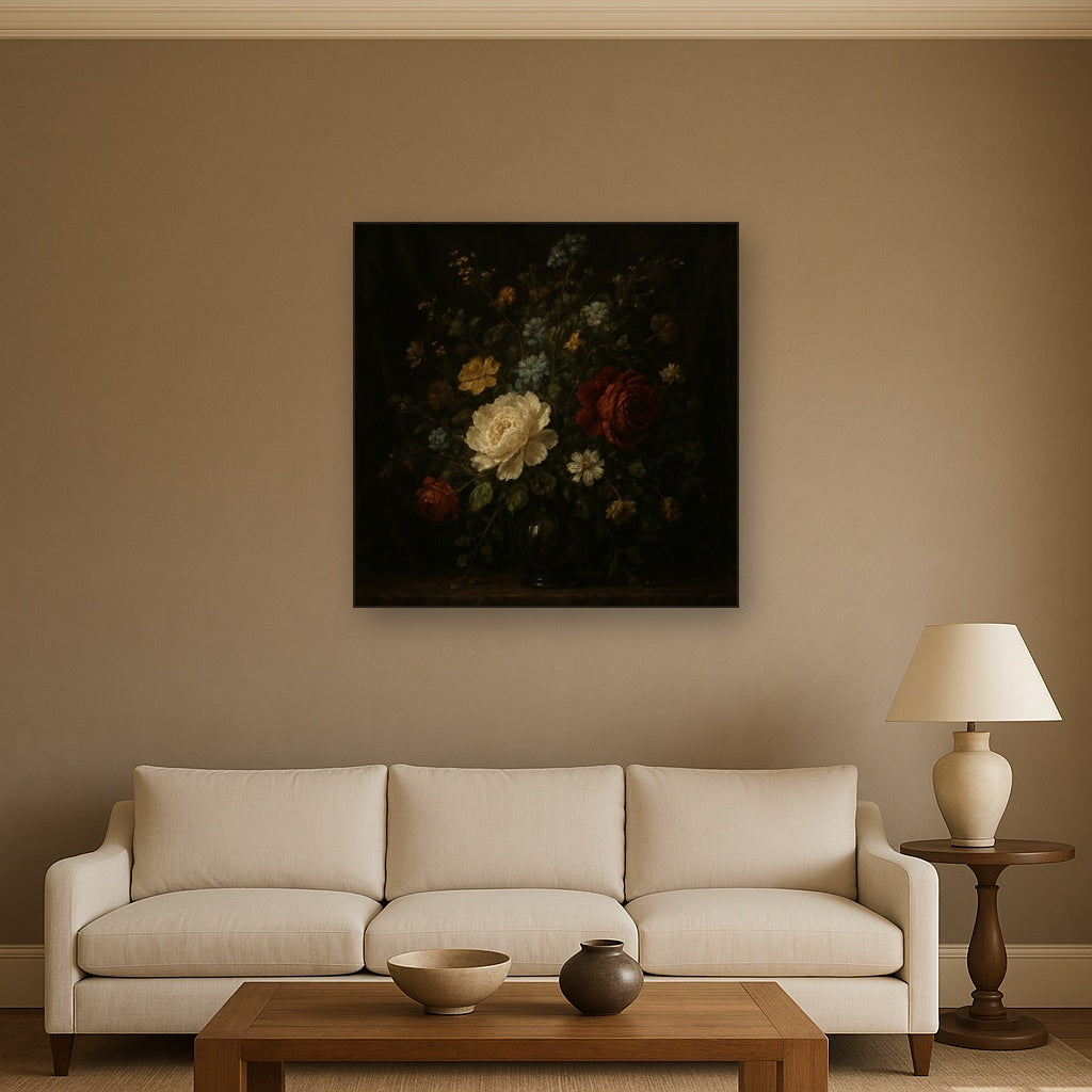 Moody Dutch Master Dark Floral Still Life No. 12 Fine Art Oil Painting - View 2