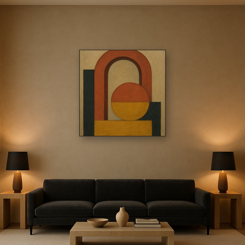 Bauhaus Archway & Terracotta Semicircle Suite No. 11 Fine Art Oil Painting - View 2