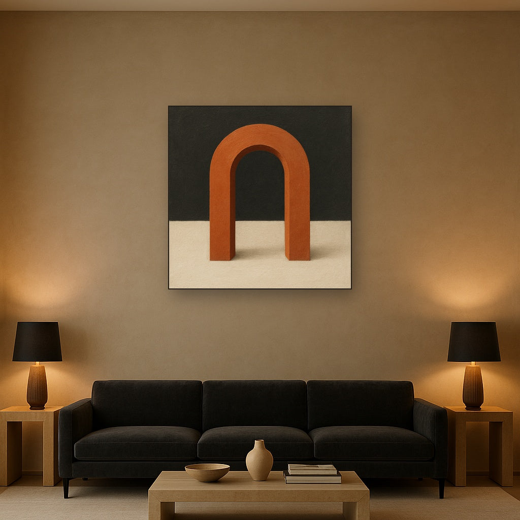 Terracotta Clay & Cream Arch No. 4 - Modern Fine Art Oil Painting - View 2